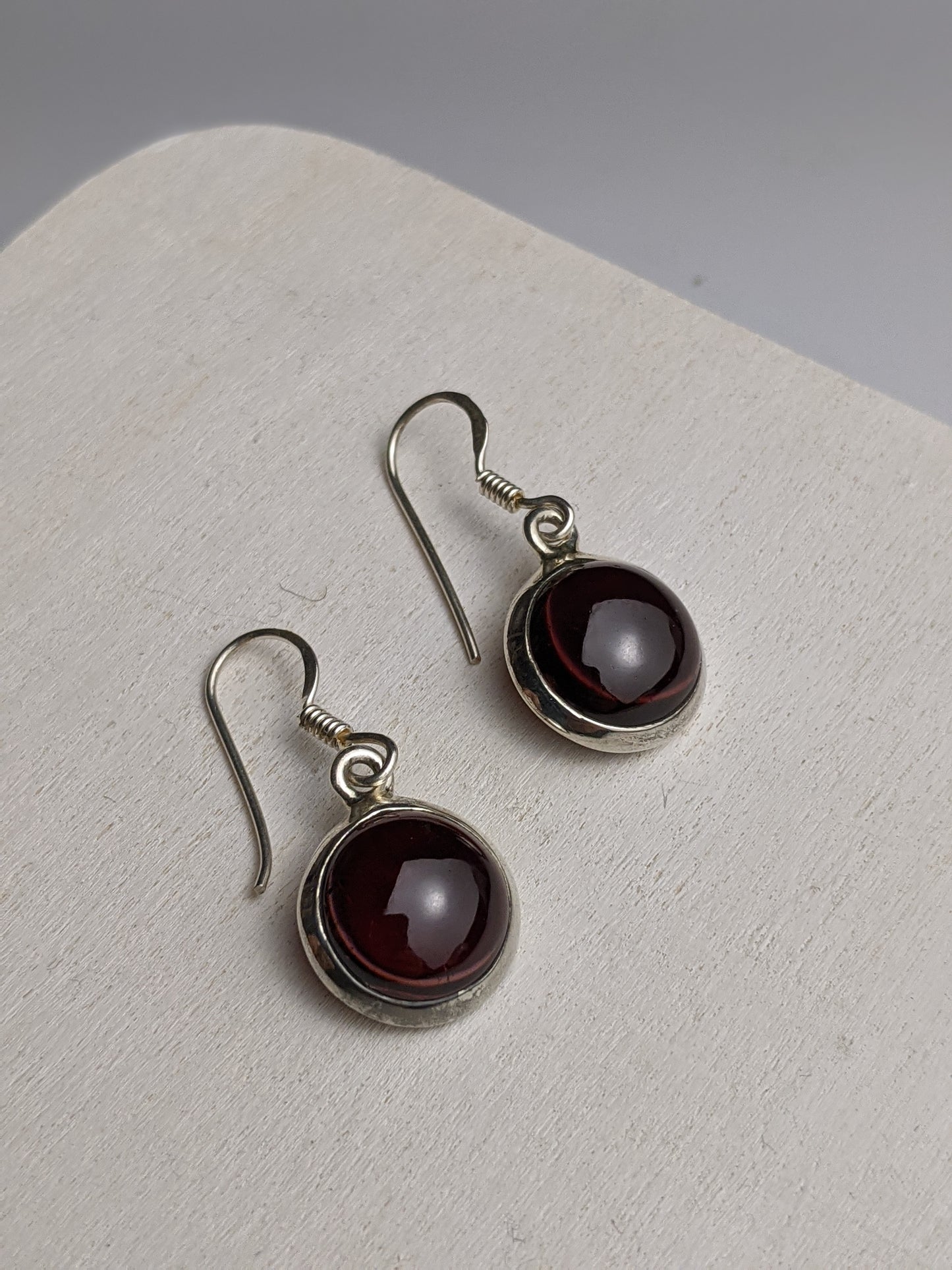 Rondelle Earrings- Garnet