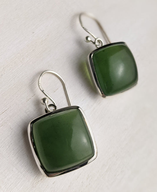 Square Cut Jade Earring