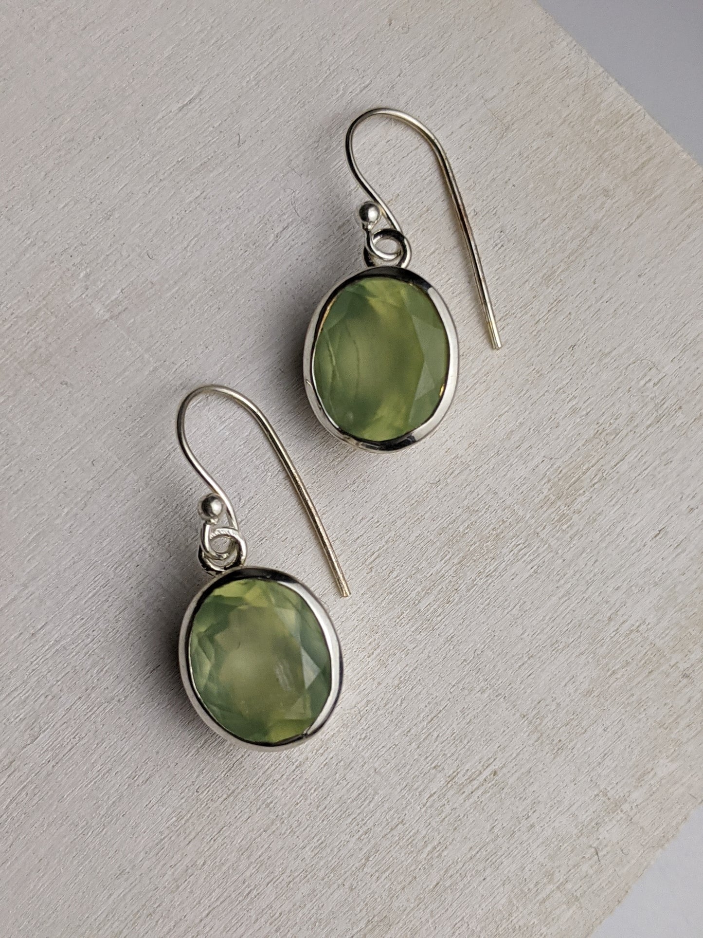 Oval Prehnite Earring