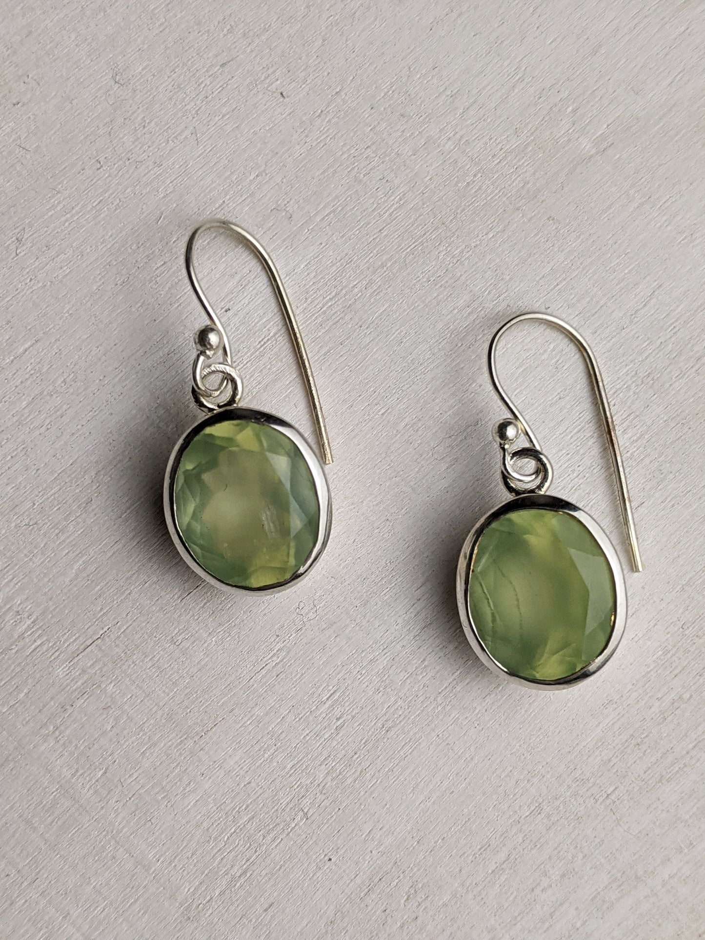 Oval Prehnite Earring
