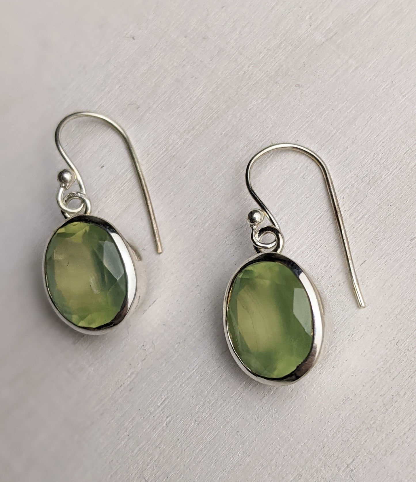Oval Prehnite Earring