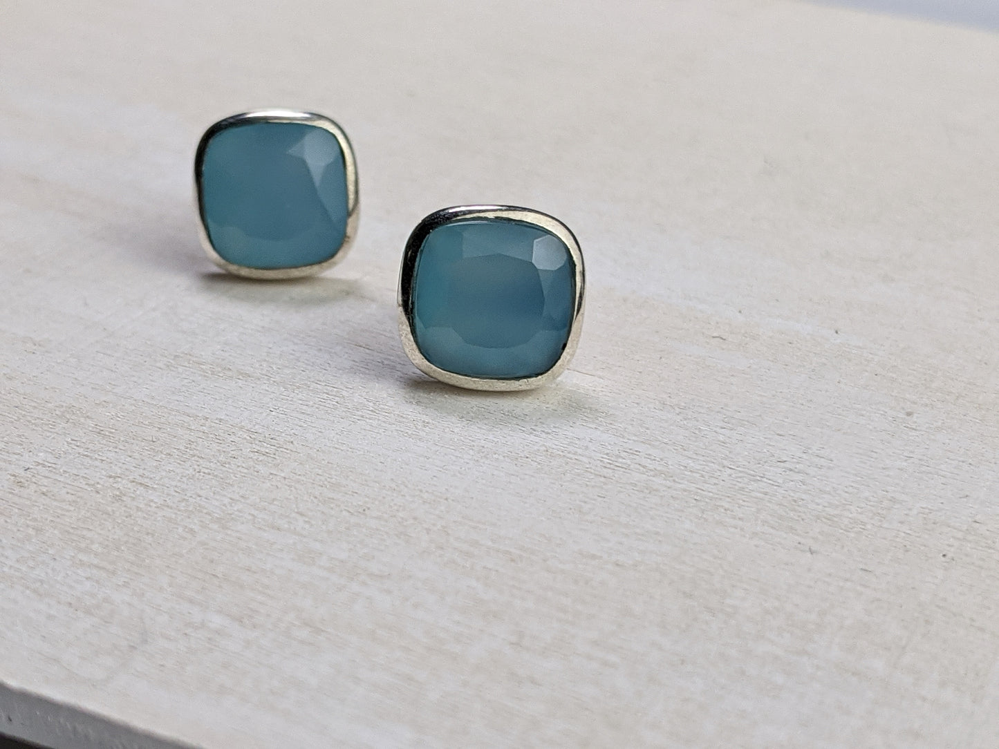 Chalcedony Blue Studs