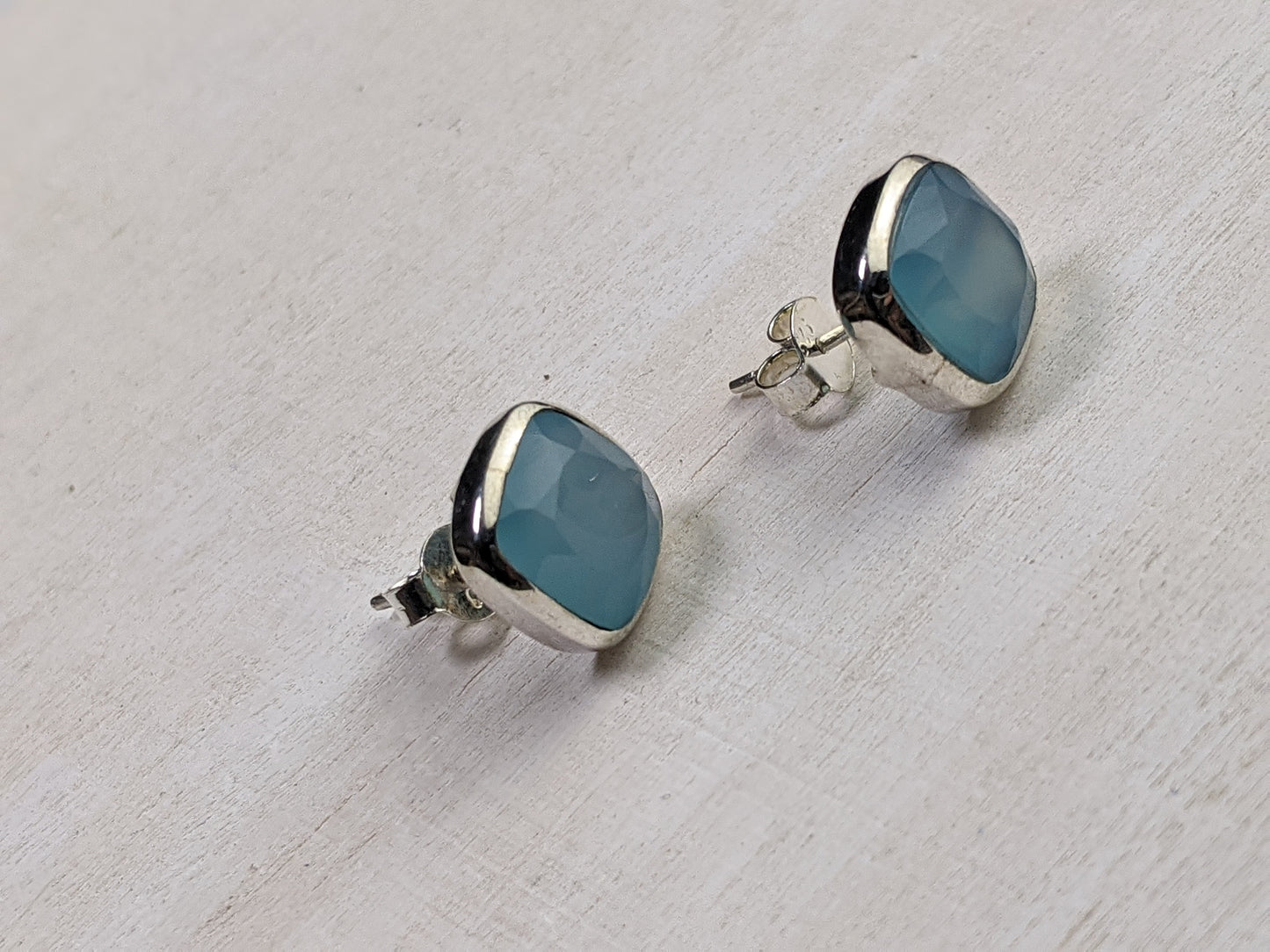 Chalcedony Blue Studs