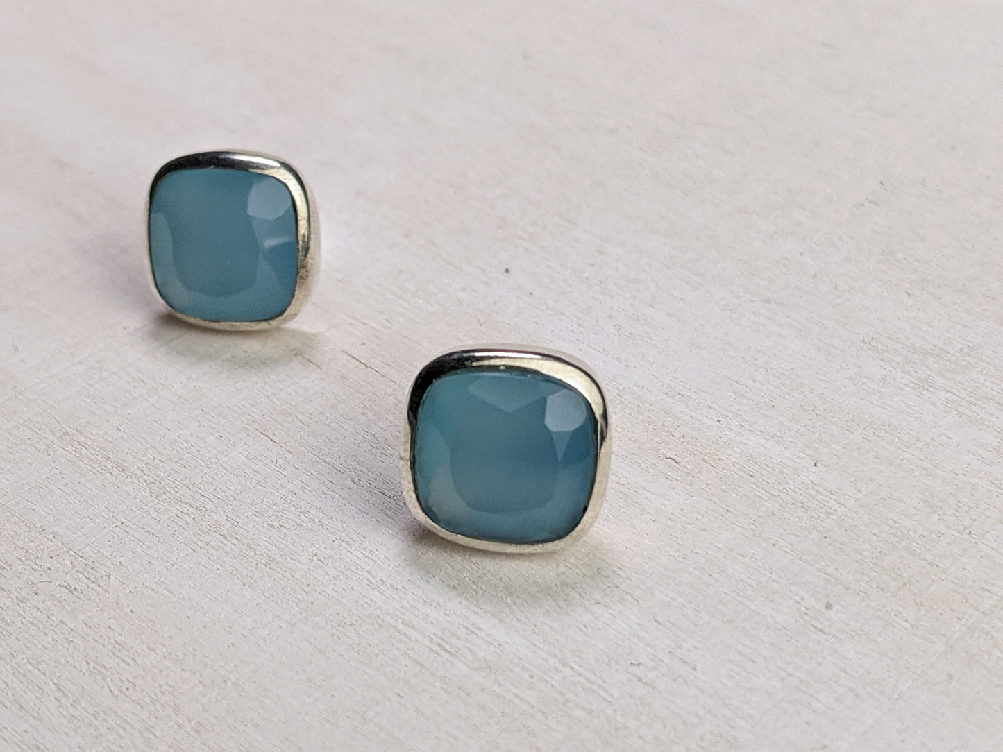 Chalcedony Blue Studs