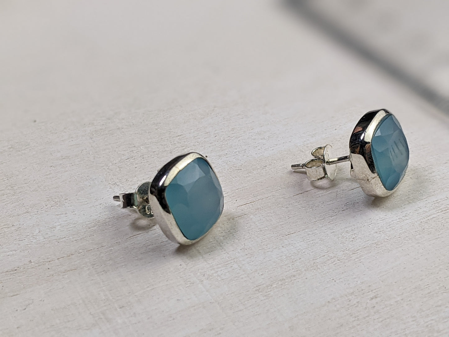 Chalcedony Blue Studs