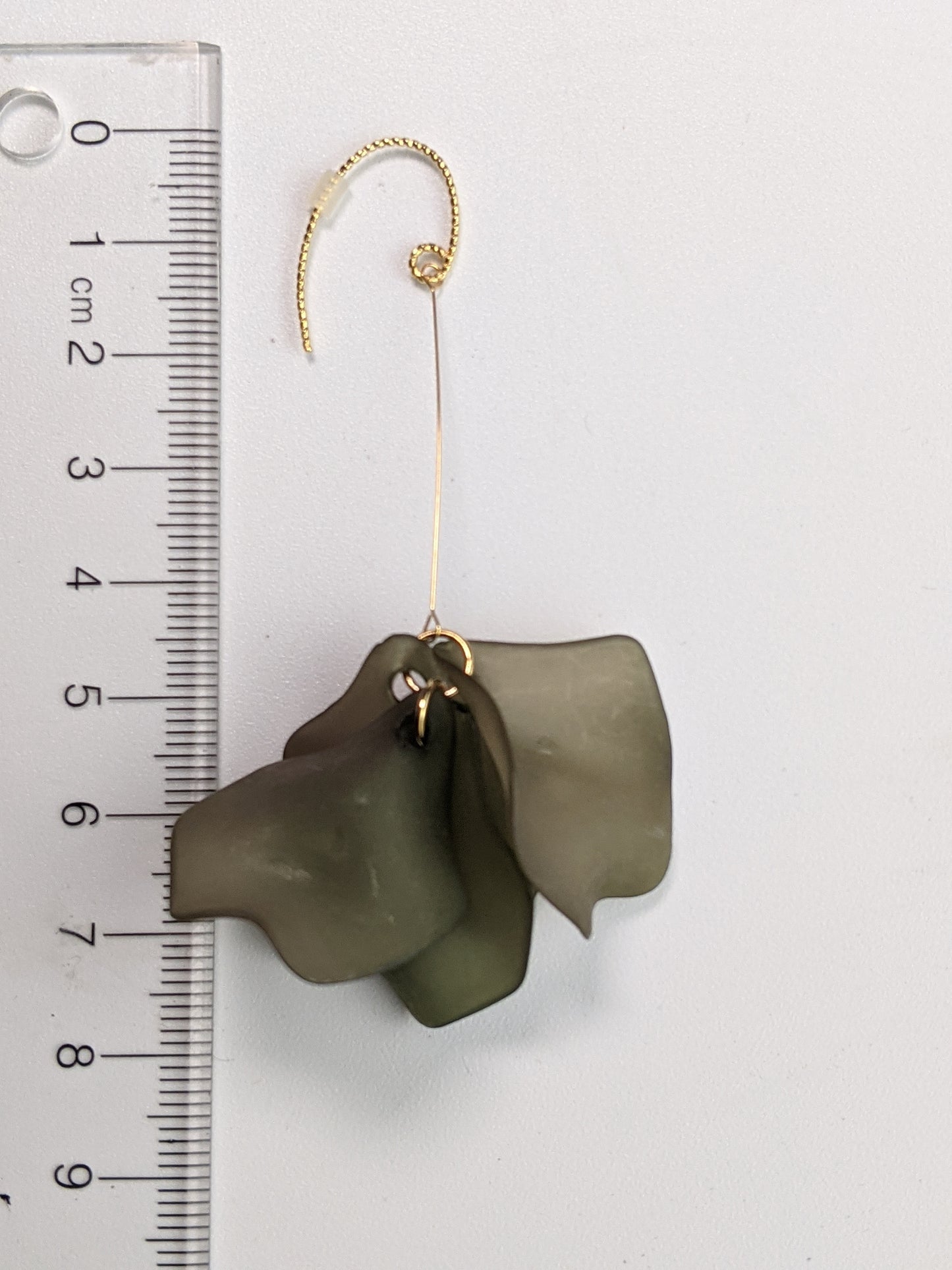 Flower Petal Drop Earring- Green