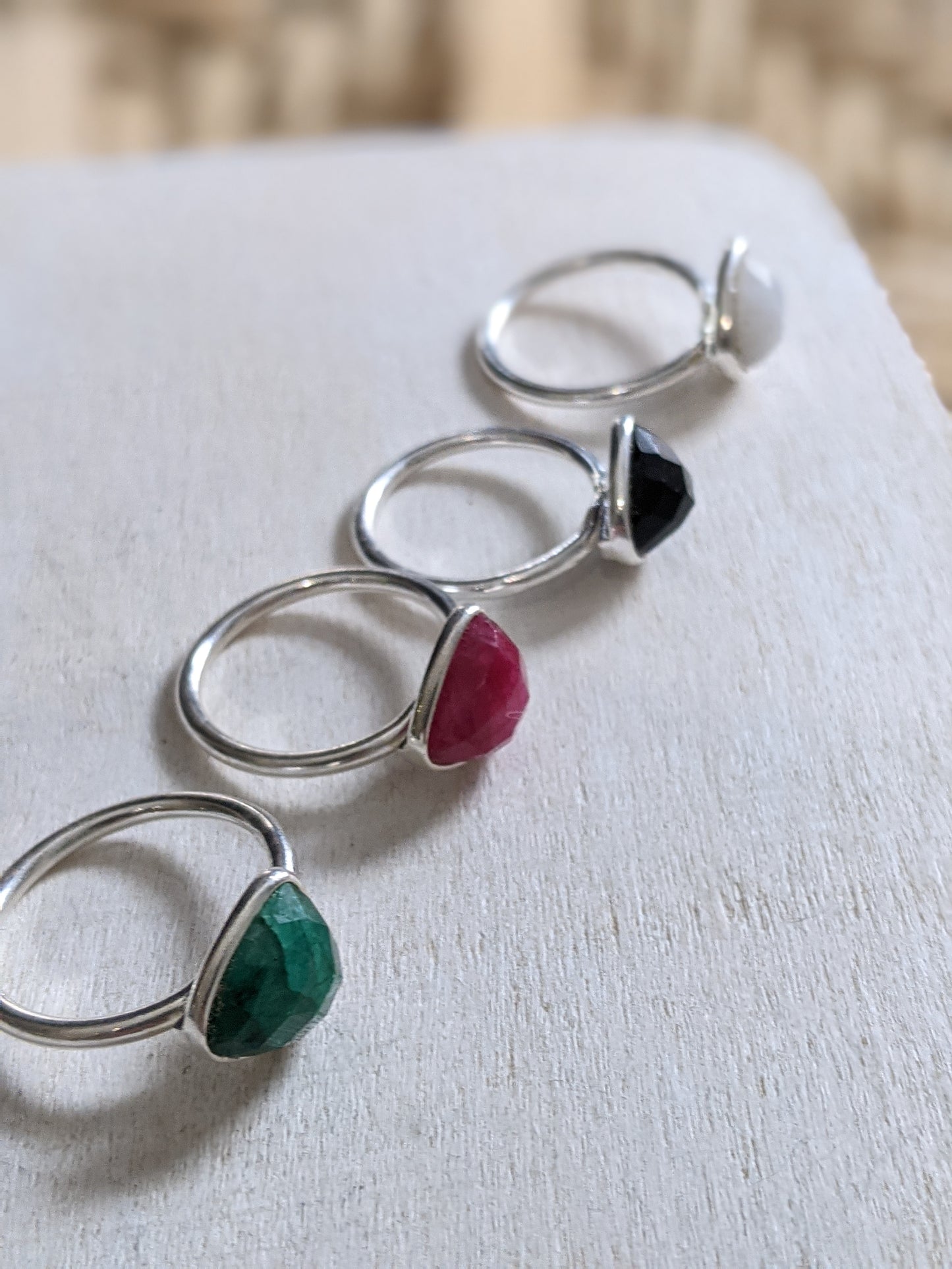 Trillium Stone Ring- Silver