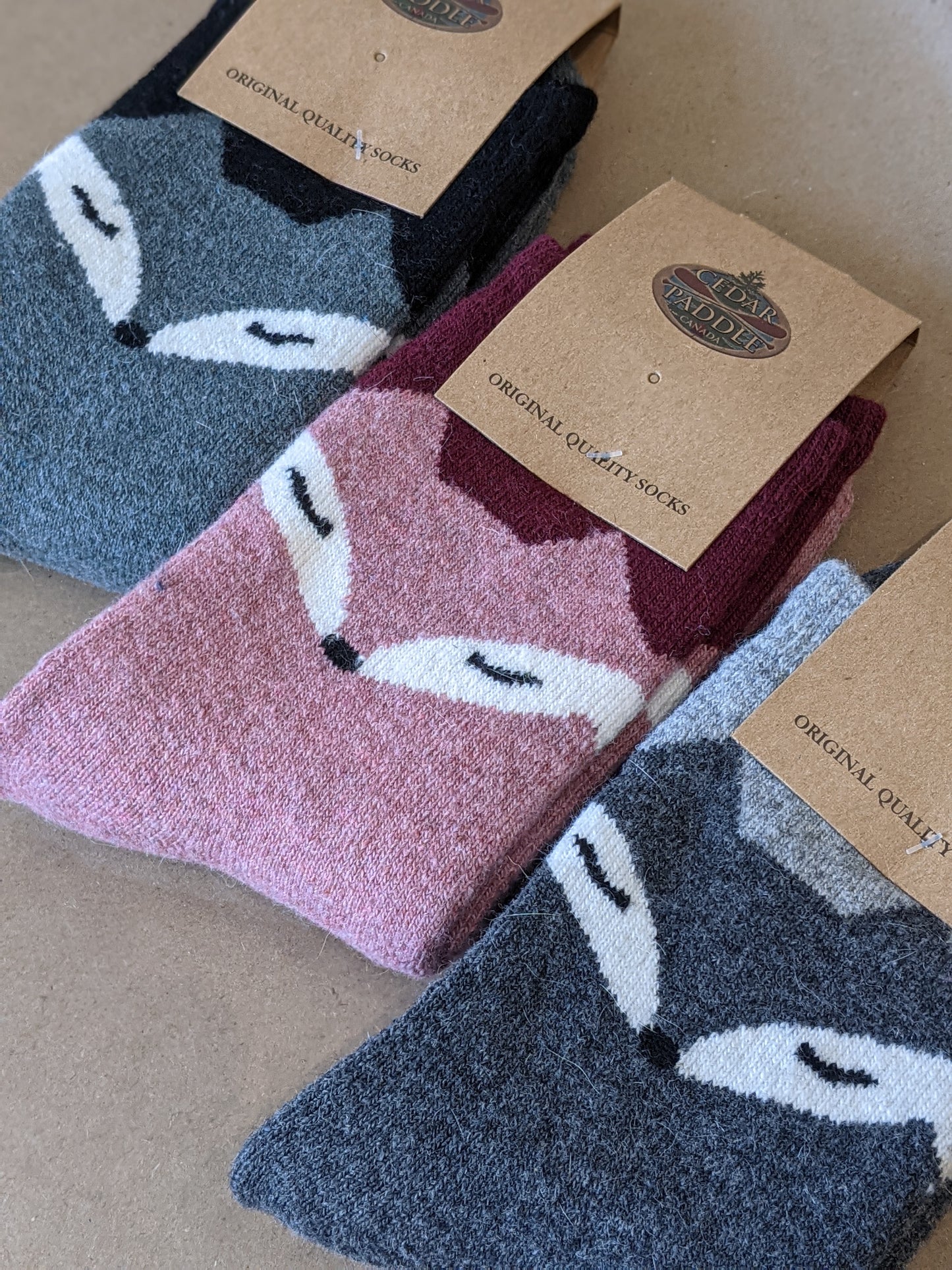 Sleeping Fox Socks- Pink