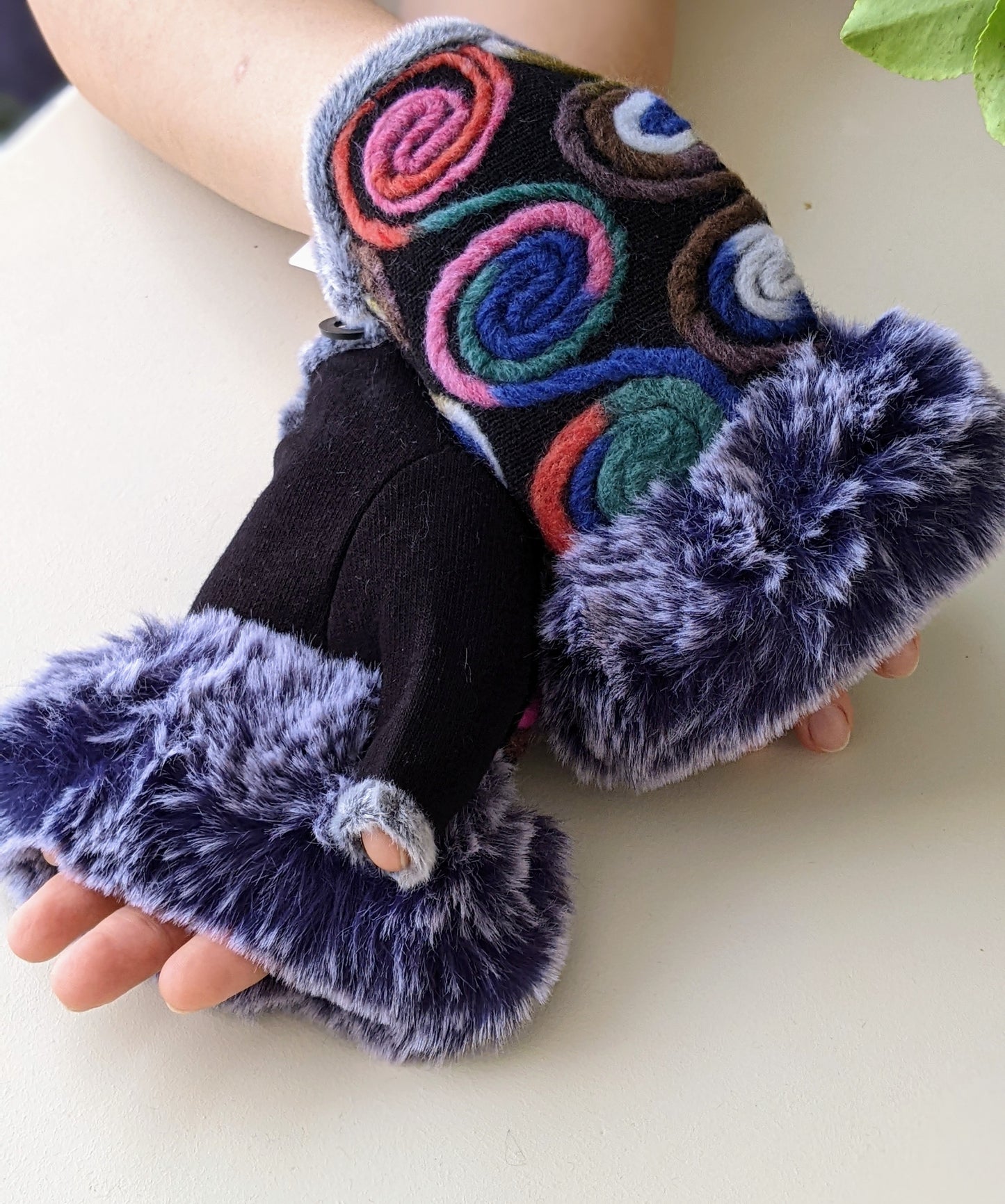 Fingerless gloves- Swirls Multi colour