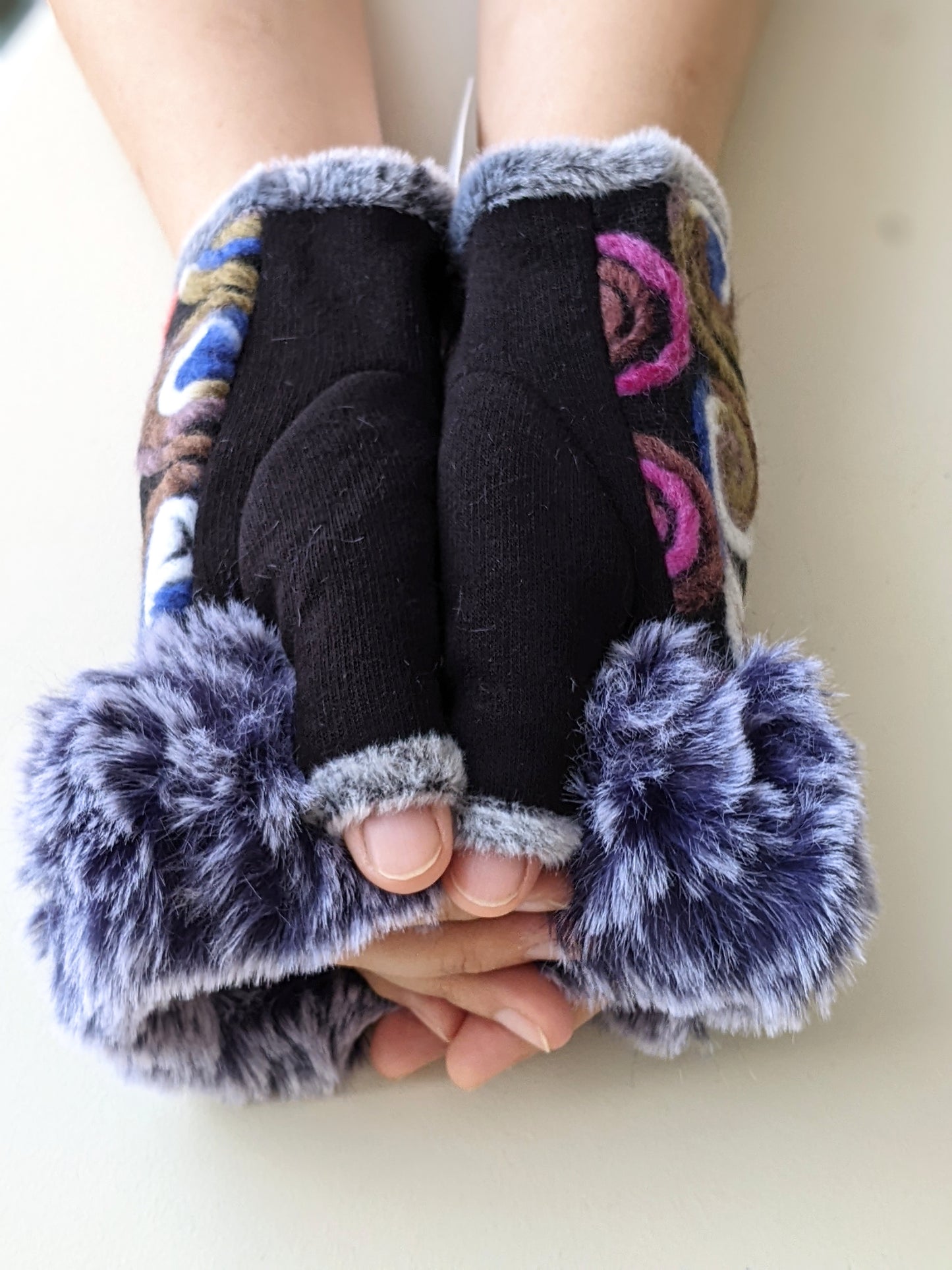 Fingerless gloves- Swirls Multi colour