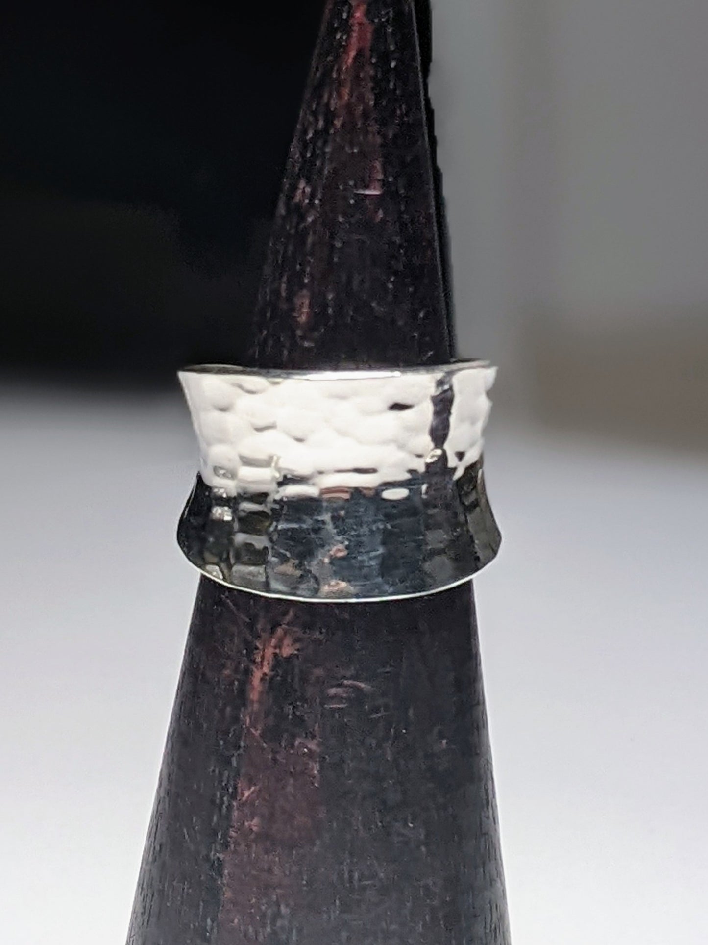 Wide Hammered Band Ring