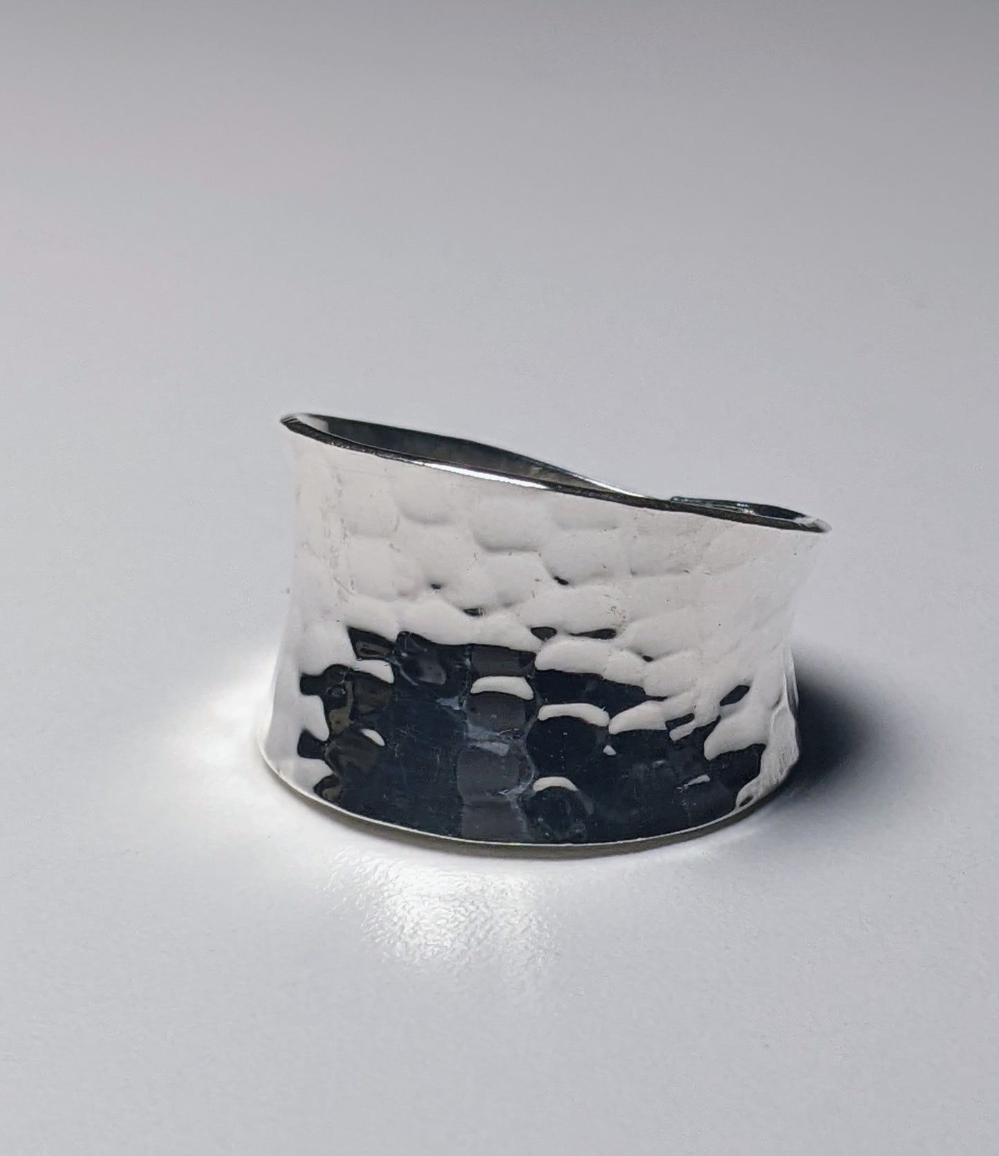Wide Hammered Band Ring