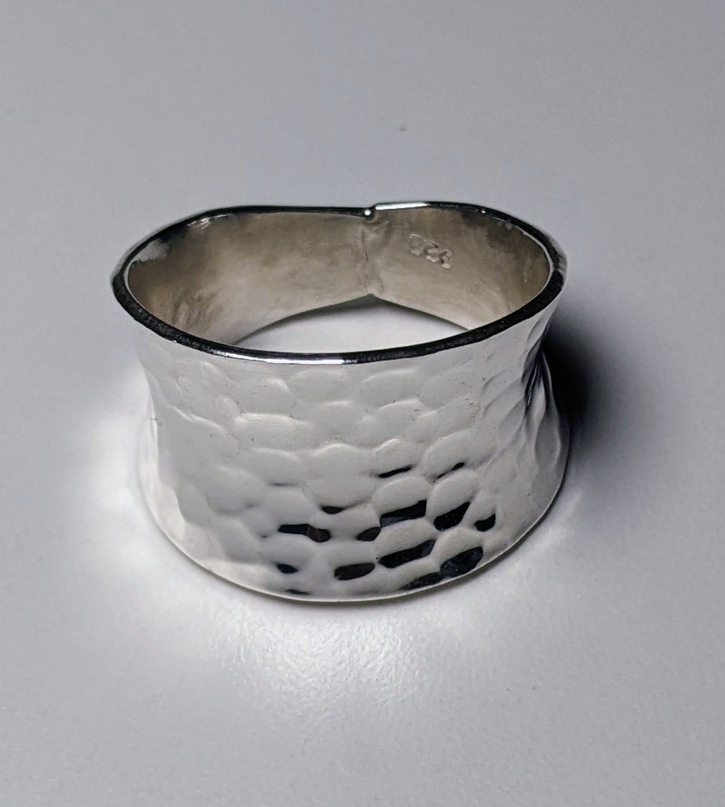 Wide Hammered Band Ring
