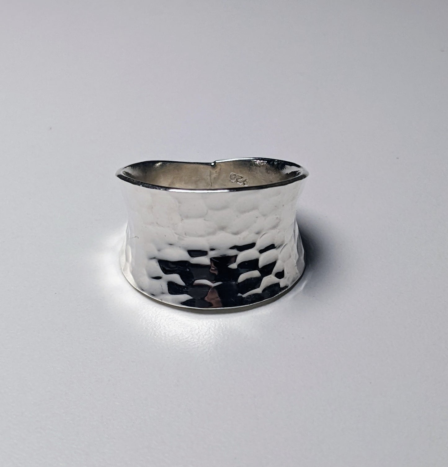 Wide Hammered Band Ring