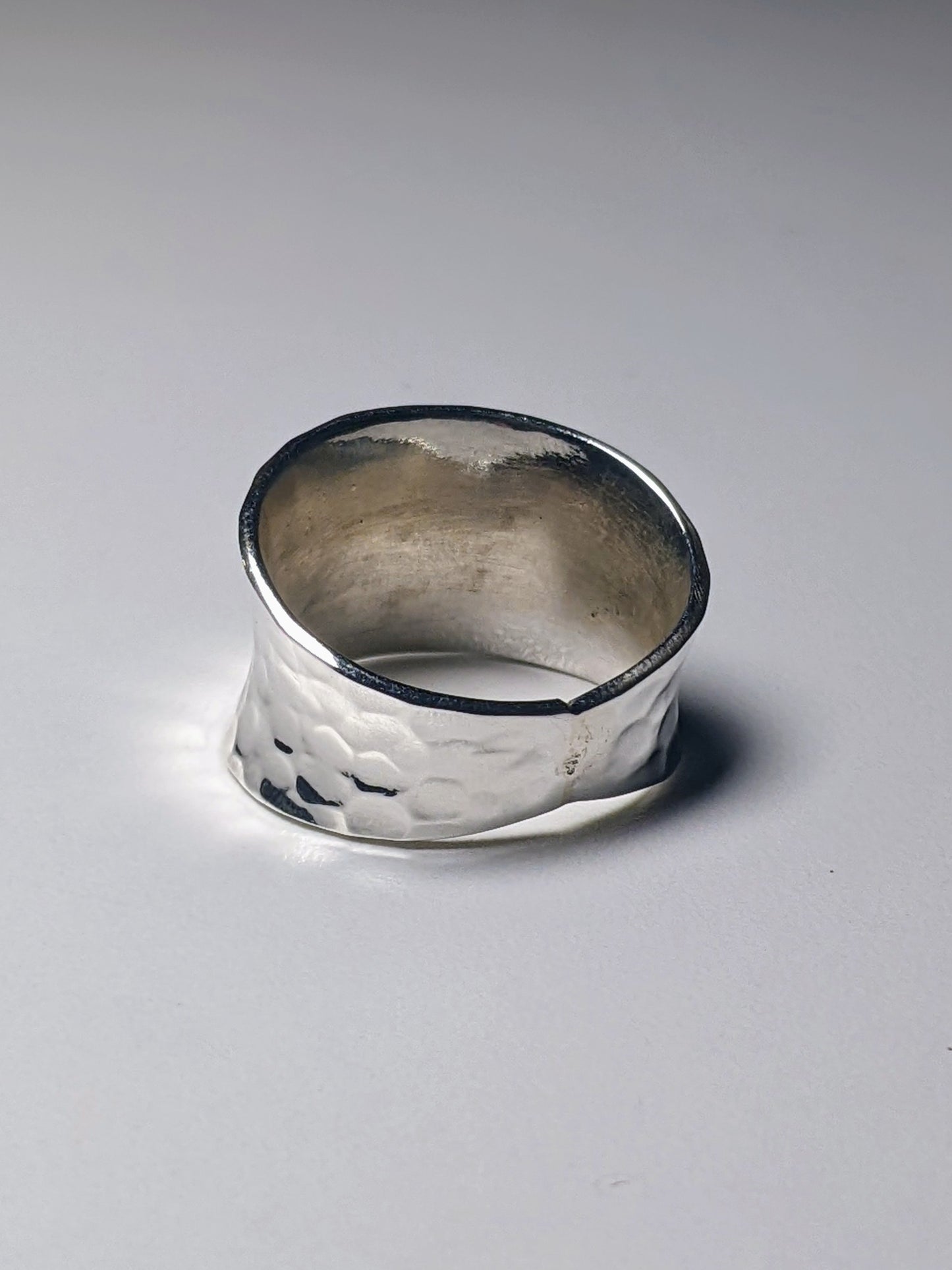 Wide Hammered Band Ring