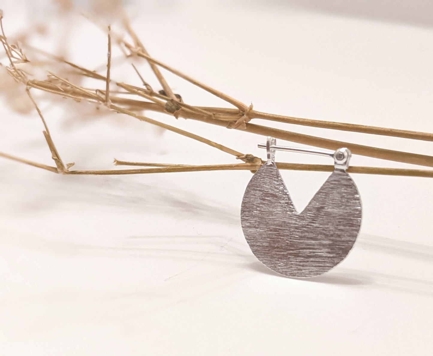 Brushed Round Slice Earrings