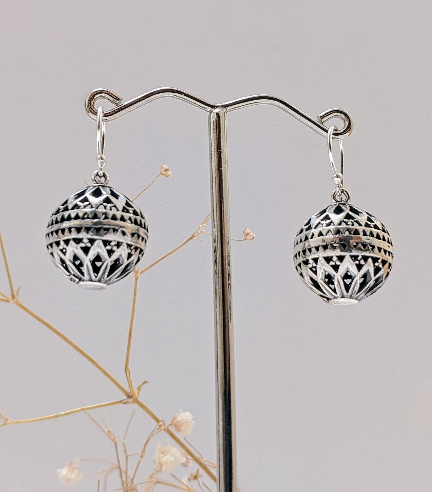 Ornate Silver Bells Earrings