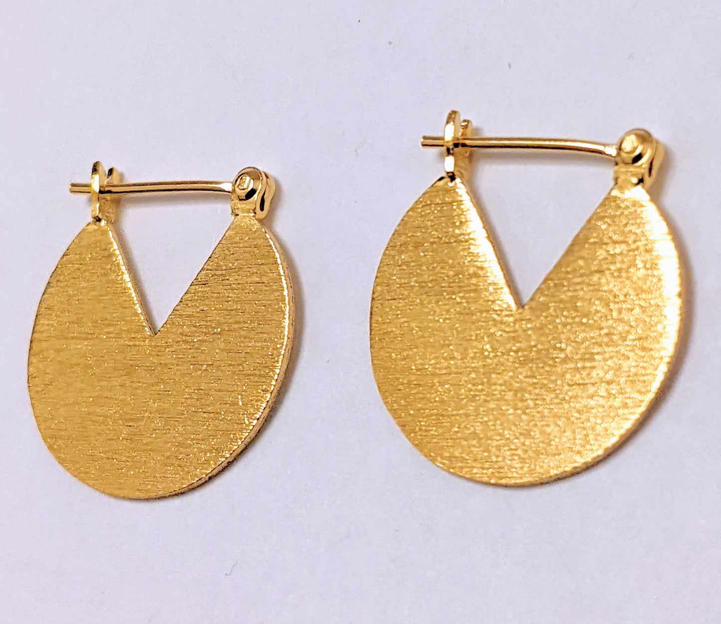Gold Brushed Round Slice Earrings