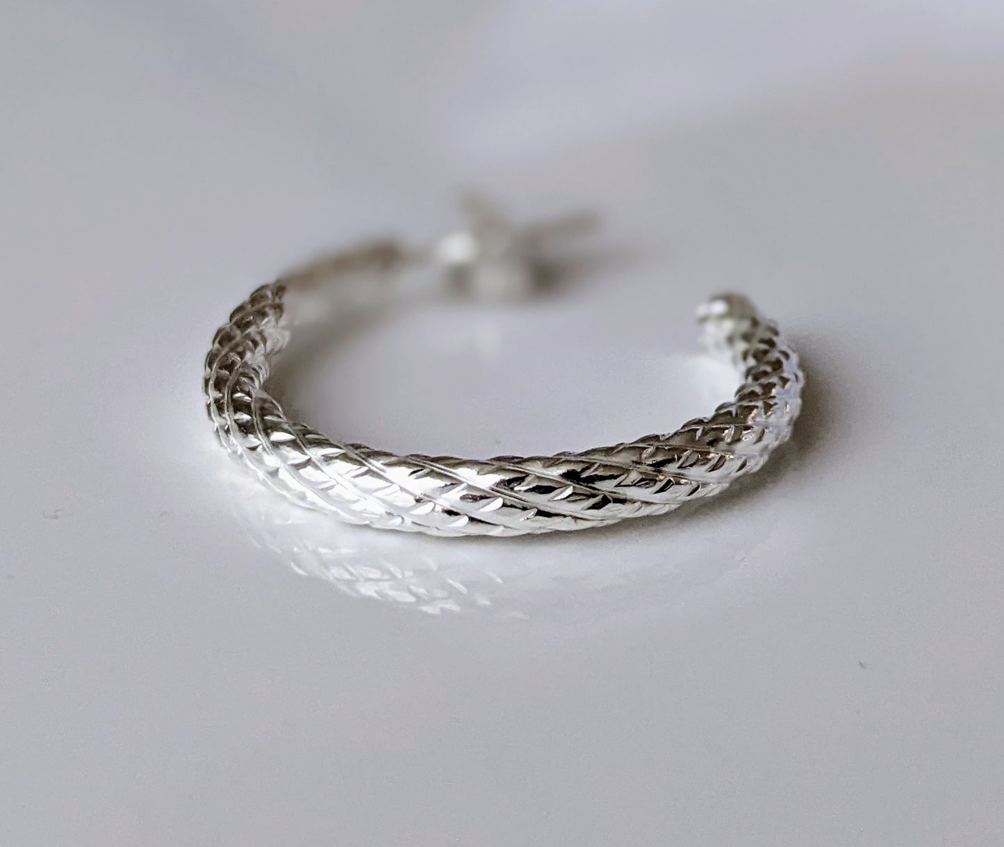 Silver Scale Hoop Earring