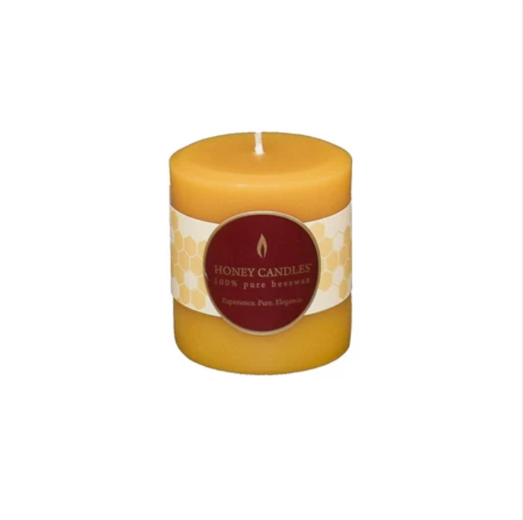 Natural Round Pillar Beeswax Candles 3"