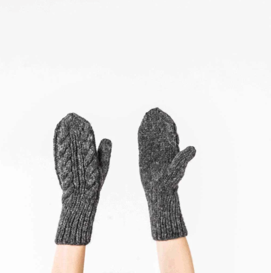 HAND KNIT ALPACA MITTENS IVORY