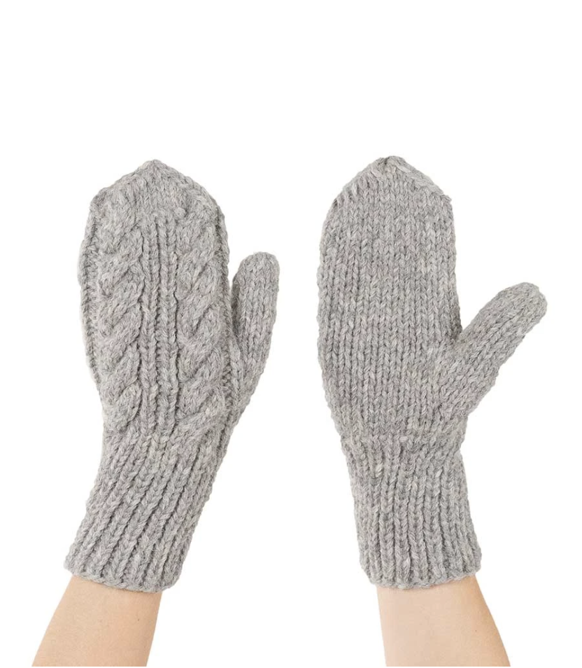 HAND KNIT ALPACA MITTENS IVORY
