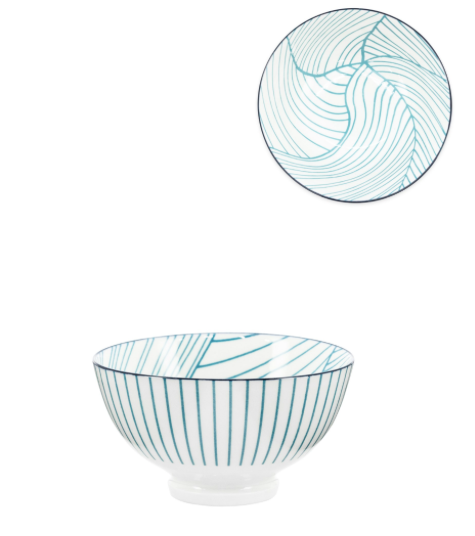 Teal Linear Leaf Bowl- 8 oz 4.5"