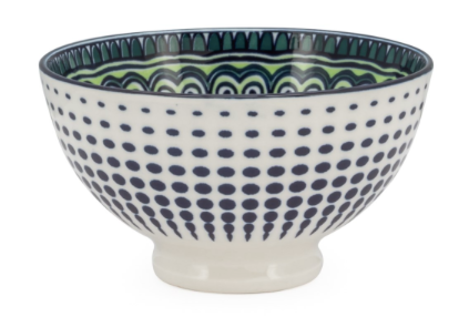 Green Mandala Bowl- Porcelain 8 oz 4.5" Diameter