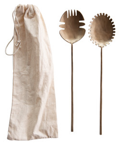 Hand-Forged Brass Salad Servers