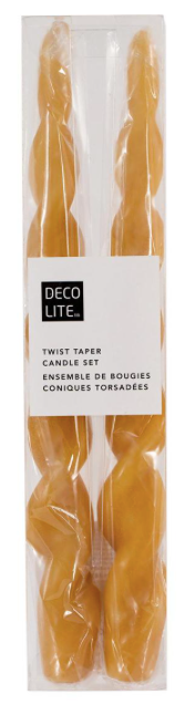 Spiral Twist Taper Candles SET/2, OCHRE