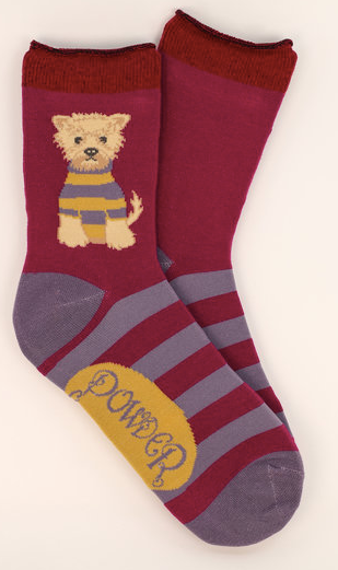 Wooly Westie Ankle Socks - Plum