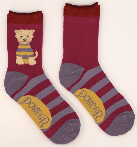 Wooly Westie Ankle Socks - Plum
