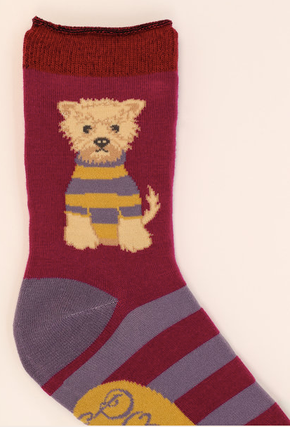 Wooly Westie Ankle Socks - Plum