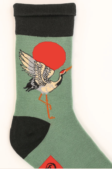 Men's Crane at Sunrise Socks - Fern