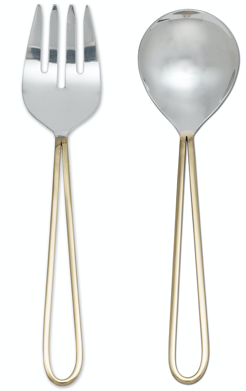 Loop Handle Salad Servers- Gold