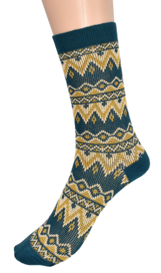 Teal Geo Sock- Ladies