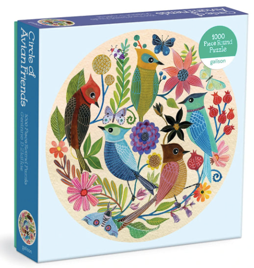 Circle of Avian Friends 1000 Piece Round Puzzle