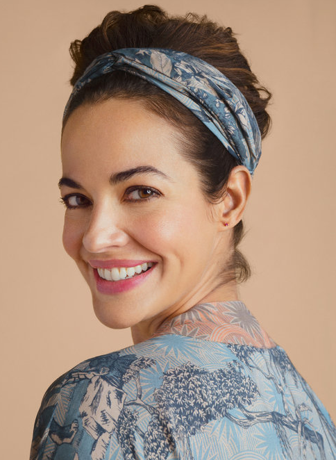 Tropical Toile in Denim and Petal Headband