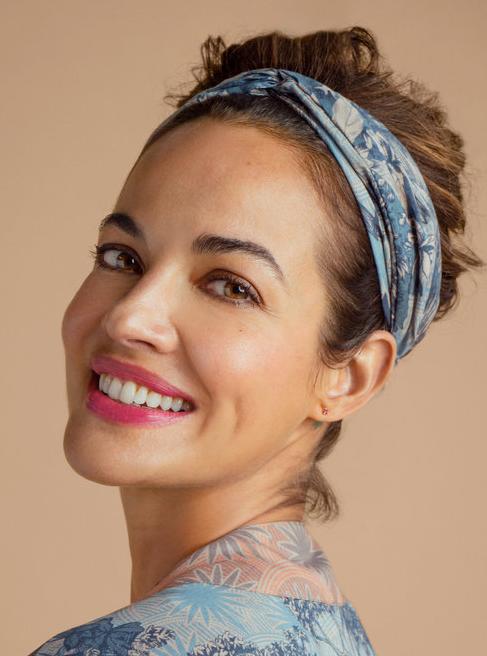 Tropical Toile in Denim and Petal Headband