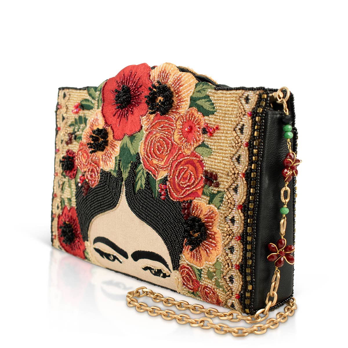 Icon Frida Kahlo with Flower Headpiece Crossbody Handbag