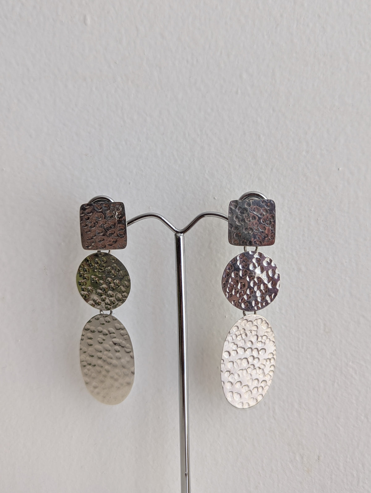 Hammered Tier Drop Earrings