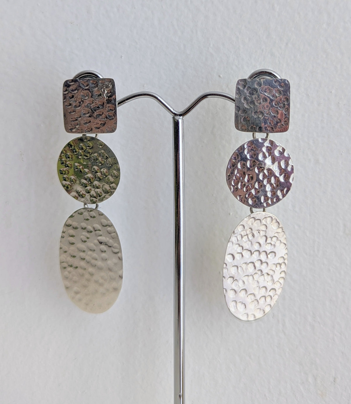 Hammered Tier Drop Earrings