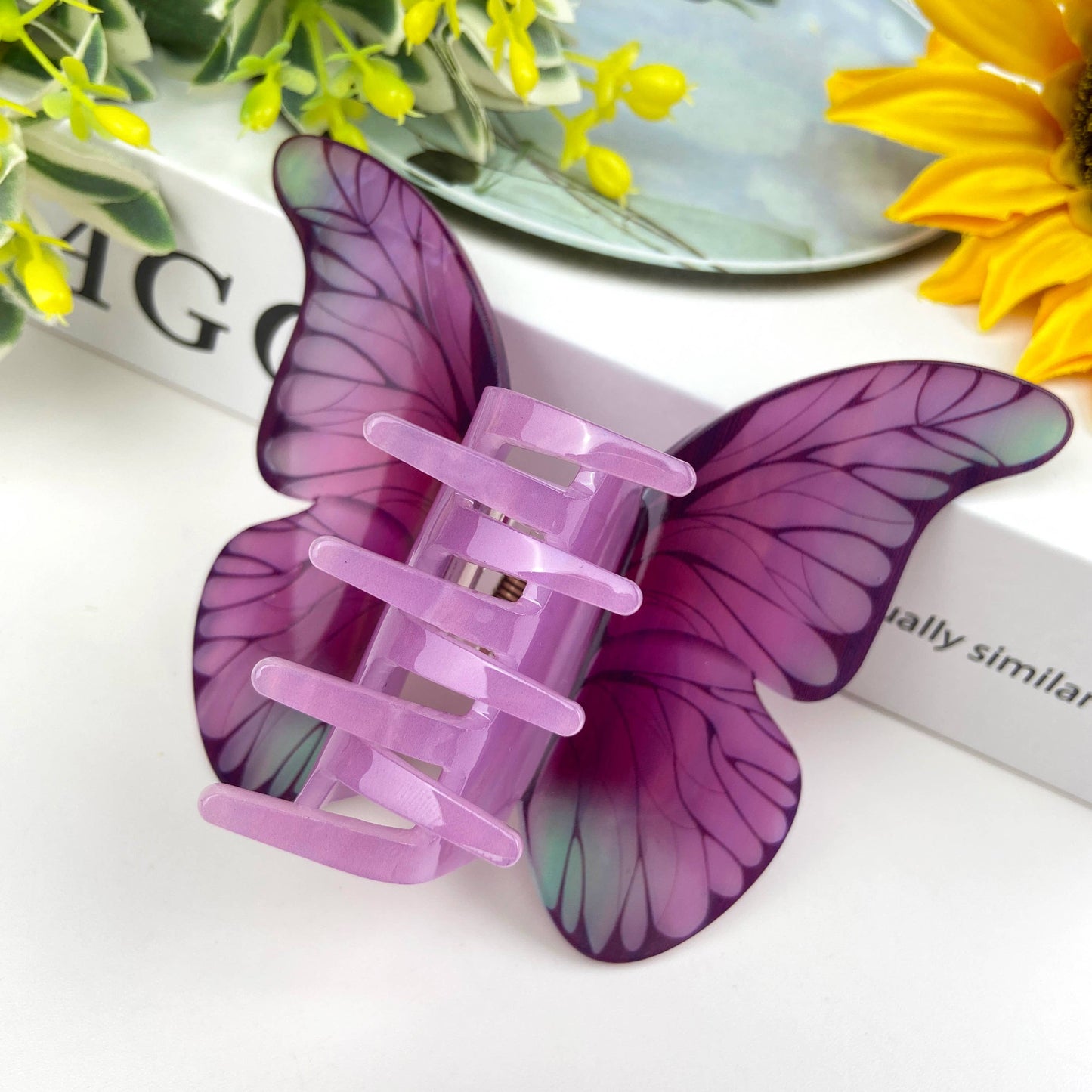 Violet butterfly hair clip