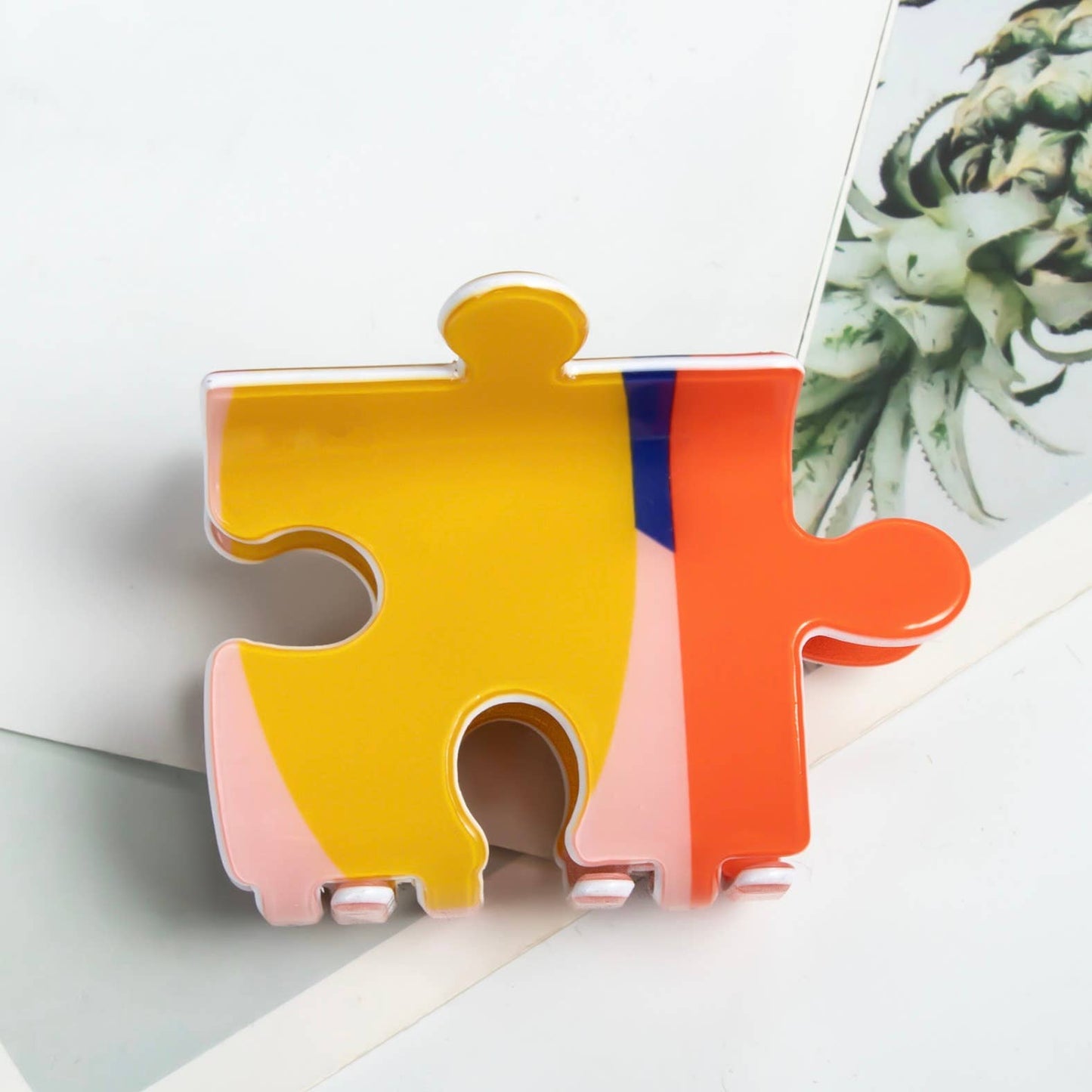 2-Inch Charming Puzzle Piece Hair Claw