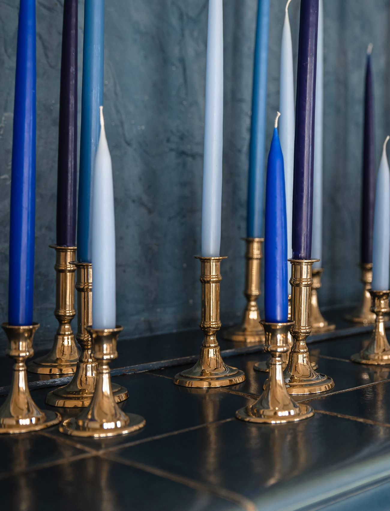 Blue Grey Danish 10" Taper Candle- pair