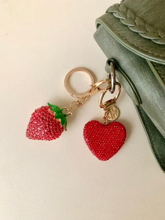 Double Sided Strawberry Bag Charm