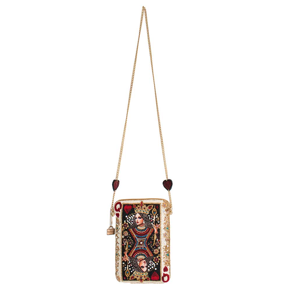 The Queen Beaded Queen Playing Card Crossbody Clutch
