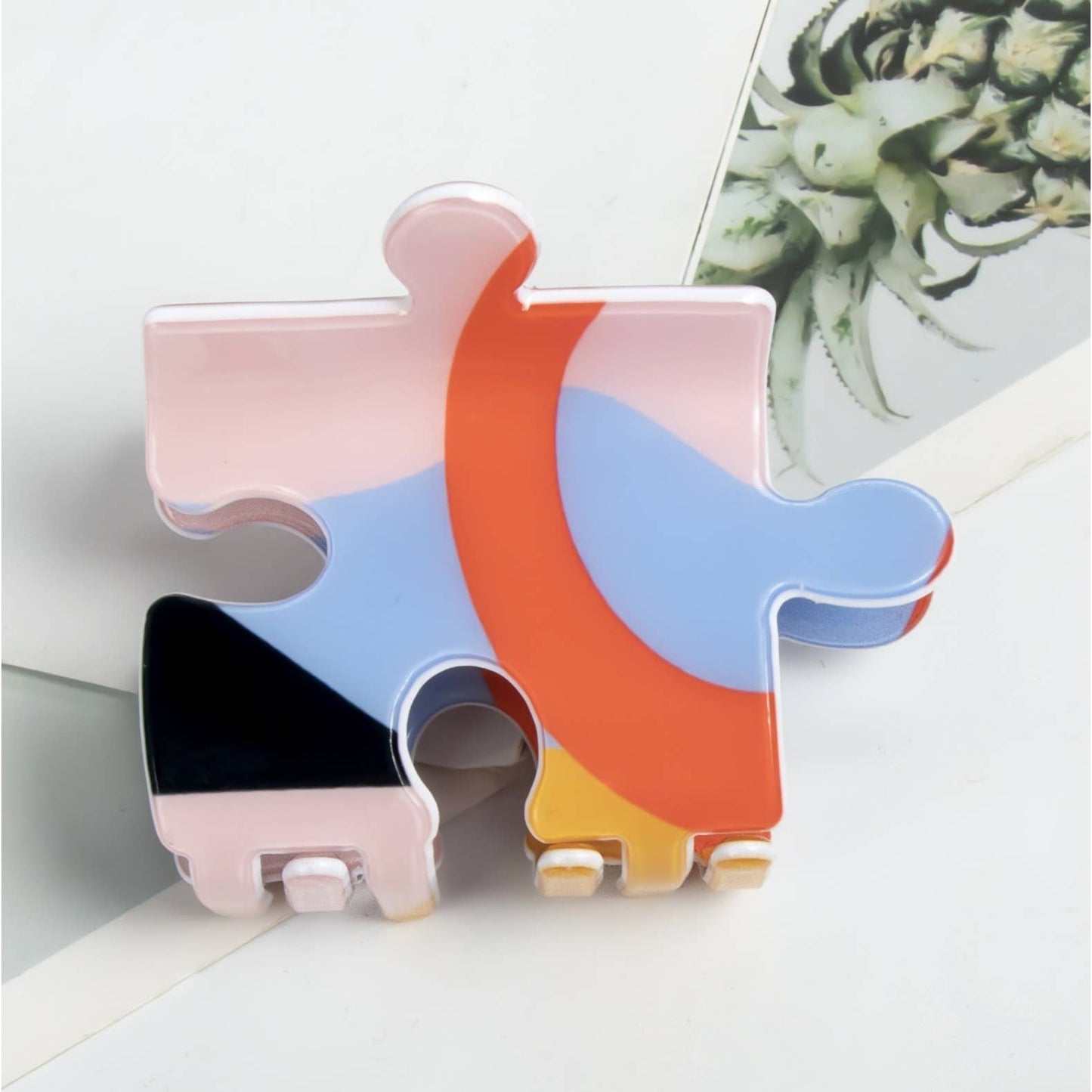 2-Inch Charming Puzzle Piece Hair Claw