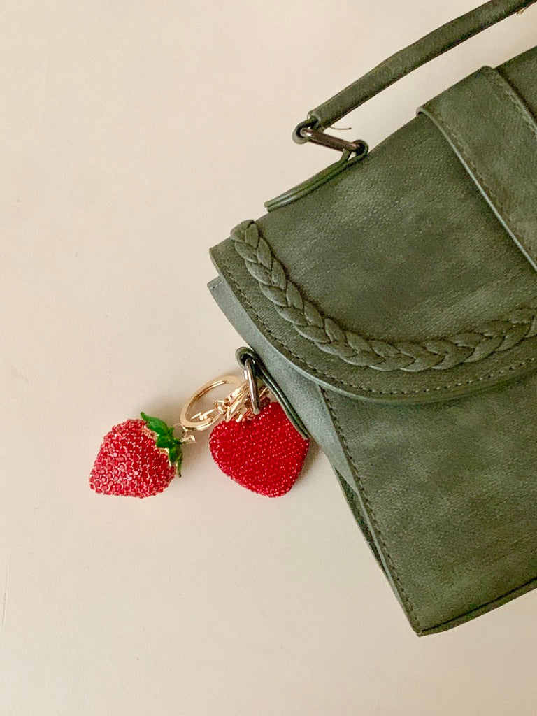 Double Sided Strawberry Bag Charm