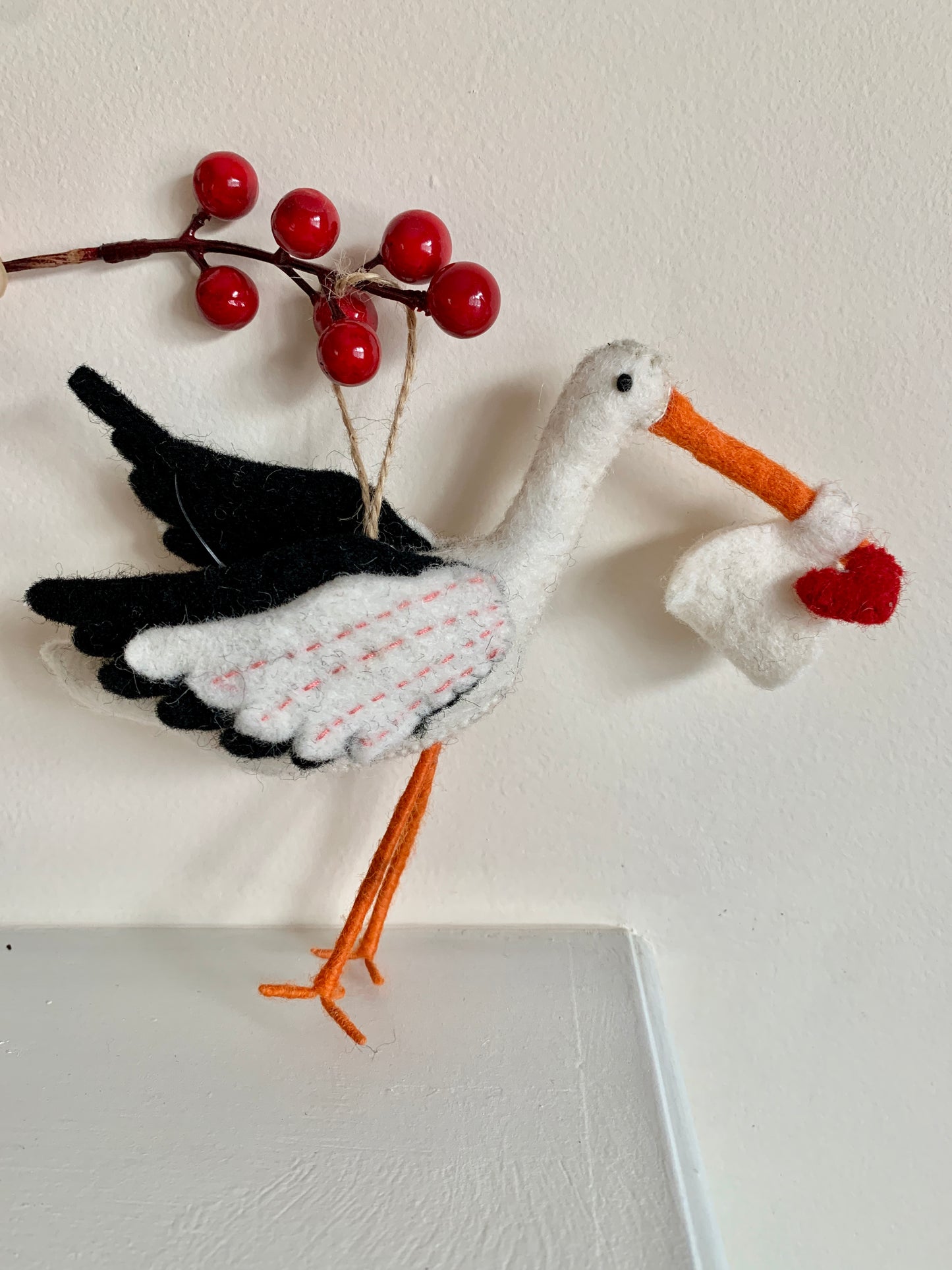 Felt Stork Decoration